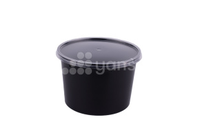 Контейнер суповой ПЛ 500 мл., d-112 мм с крышкой, Черный (ПП)