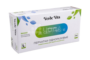 Перчатки виниловые, прозрачные, размер L VerdeVita Новинка