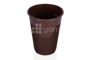 Стакан 350мл., рифленный для горячего,коричневый ПП