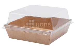 Контейнер бумажный для сендвича 100*100*65мм, с крышкой Крафт