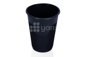 Стакан 350мл., рифленный для горячего,черный ПП