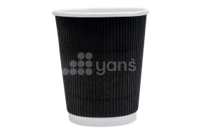 Стакан 250 мл. двухслойный, рифленный для горячего, черный